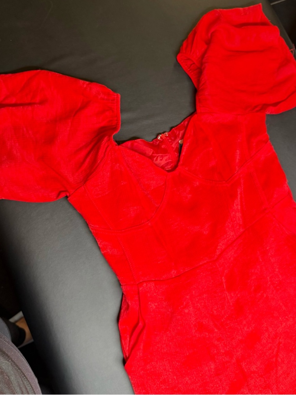 NWT Red Puff-Sleeve Jumpsuit - Picture 1 of 6